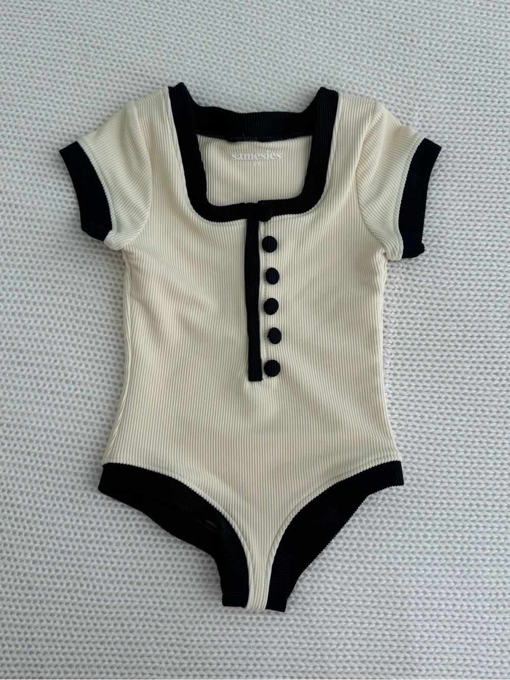 Samesies Gracie One Piece Black/Ribbed Cream 2T